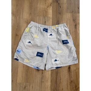 Columbia PFG Mens XL Gray Marlin Sailboat Print Fishing Shorts Omni-Shade 8 In
